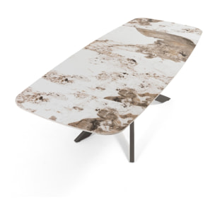 Tomasucci GEMY 120 ONICE MARBLE - PLATINE table ovale extensible