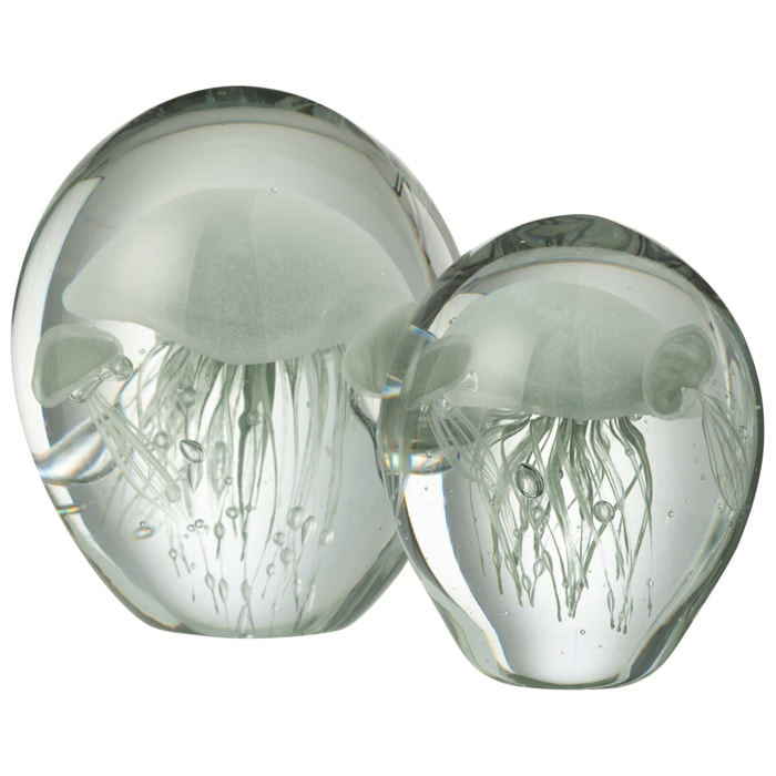 J-Line presse-papier Calypso - verre - transparent/vert - large