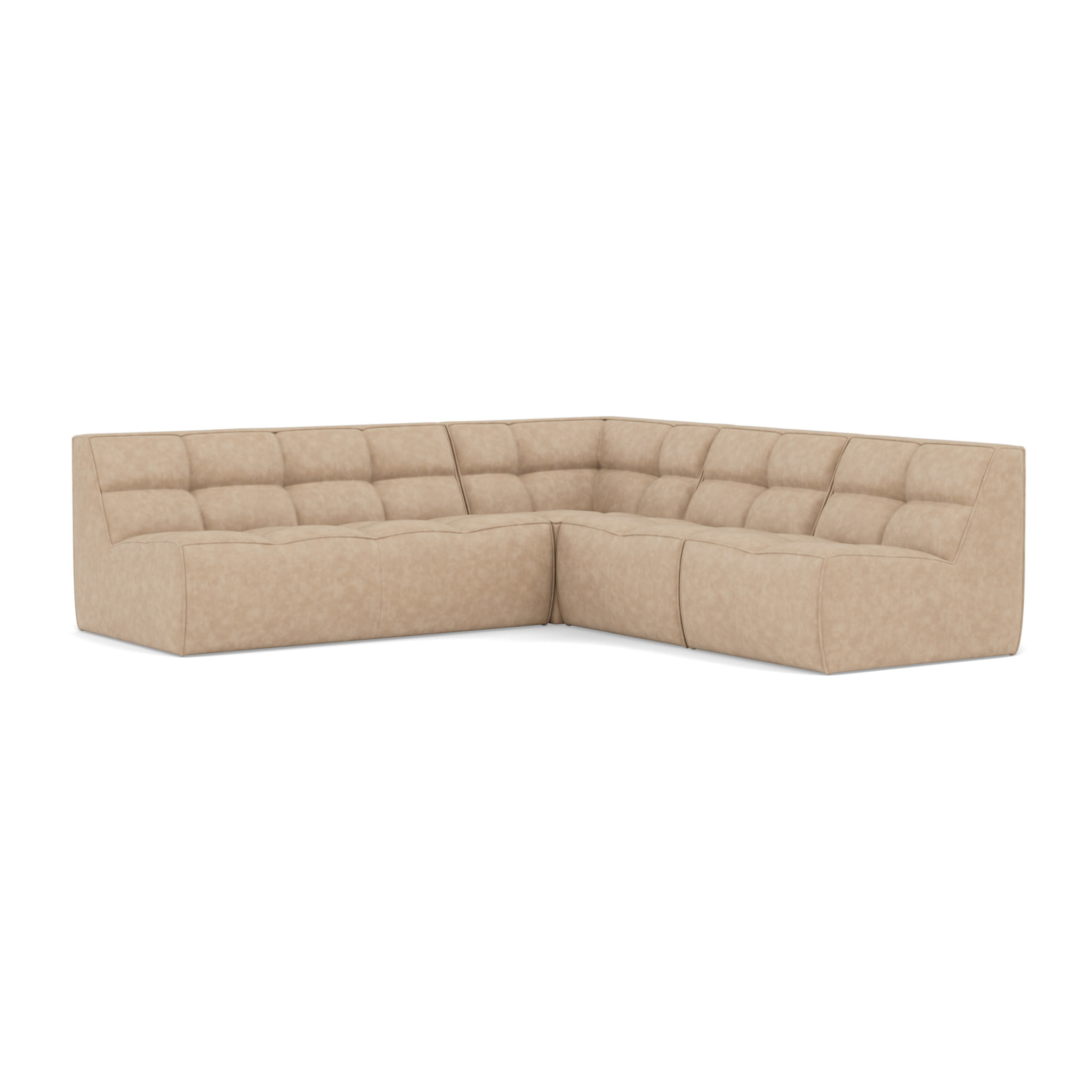 Alya - canapé modulable d'angle réversible 5 places en simili - Beige