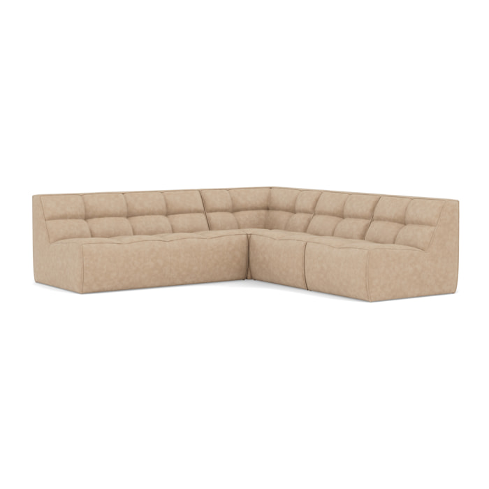 Alya - canapé modulable d'angle réversible 5 places en simili - Beige