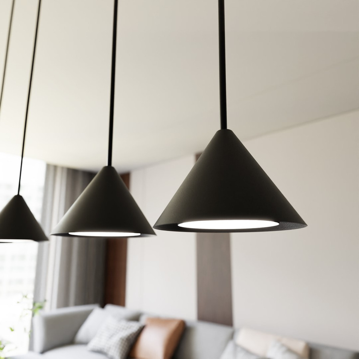 Lampada a sospensione ELIT 4 in acciaio nero opaco
