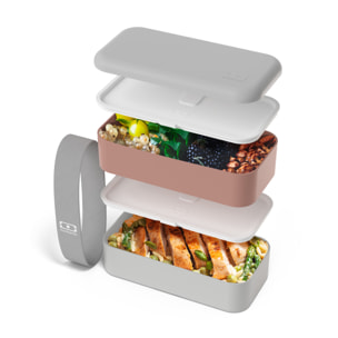 Lunch box 2 compartiments Original 1L Made in France rose Moka / gris Coton