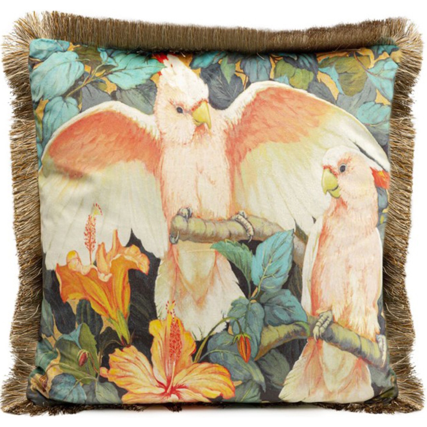Coussin à franges perroquets Kare Design