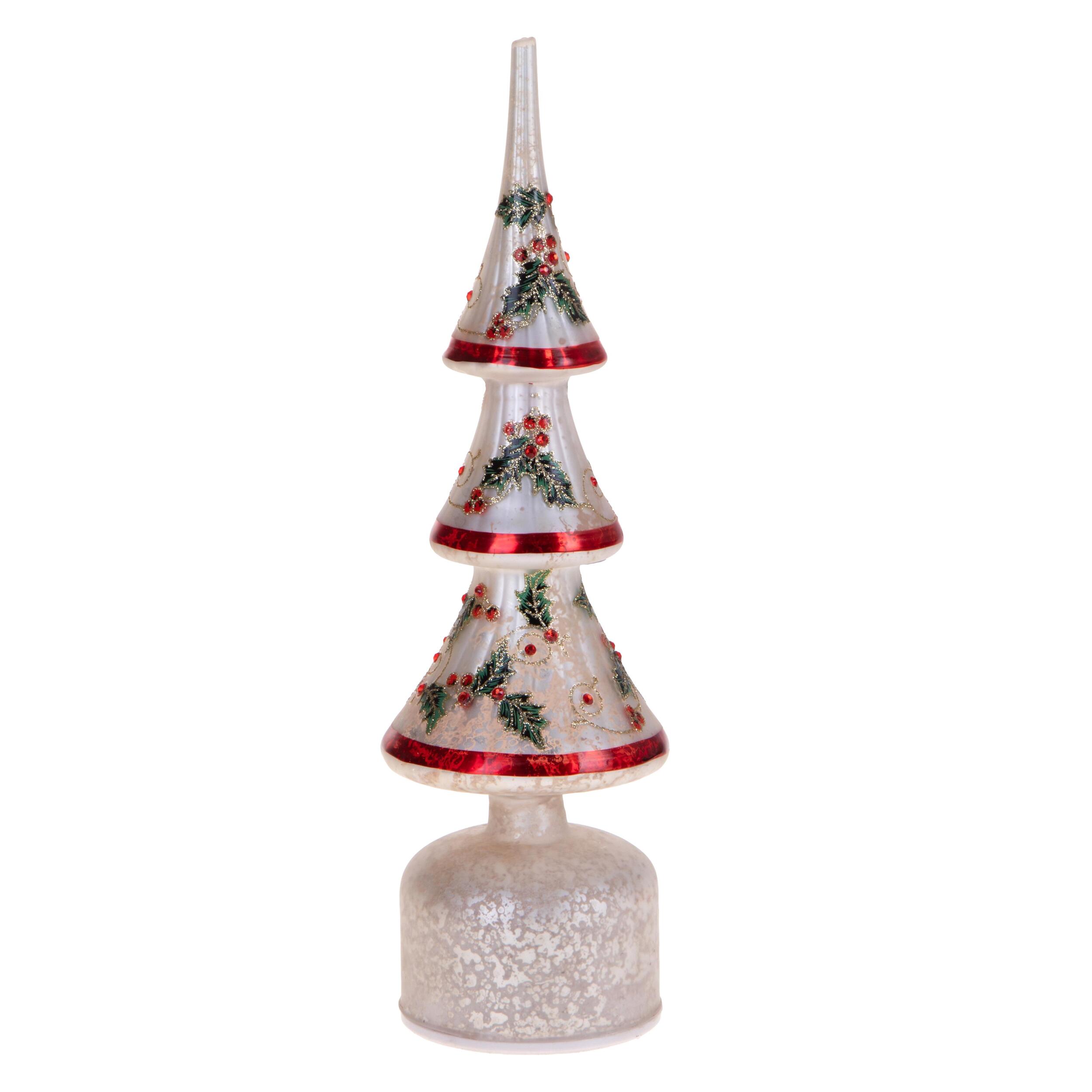 Albero con agrifoglio e led+mov - Pezzi 2 - BIANCO - Bianchi Dino SpA