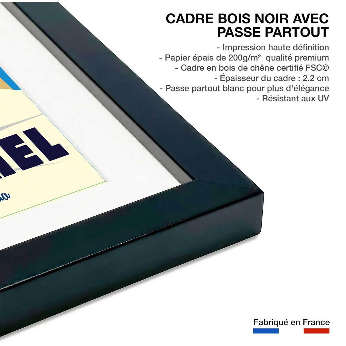 Poster de bisous de kitzbuhl Affiche + cadre en bois - Noir