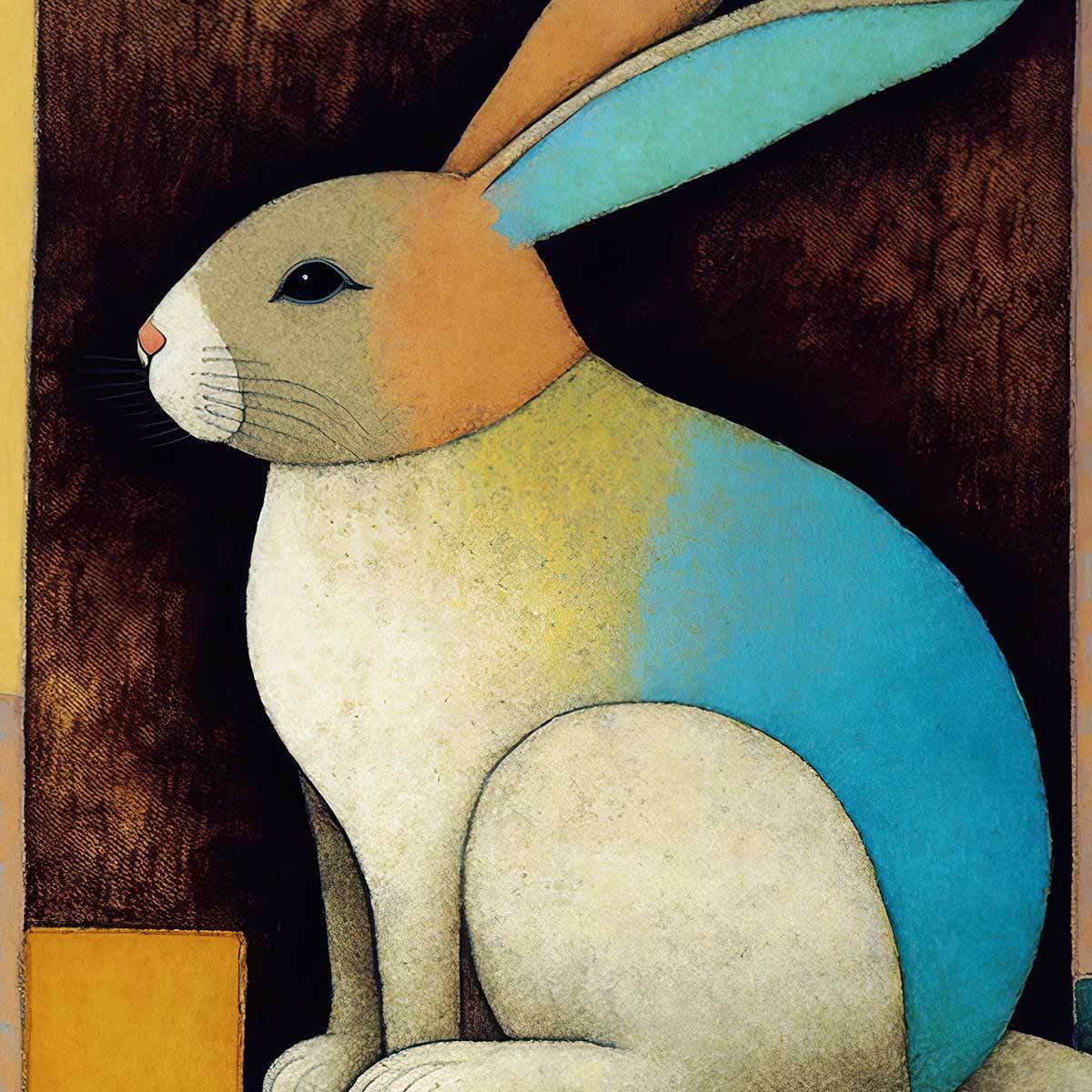 Affiche enfant lapin dans la boîte  Affiche sous cadre bois