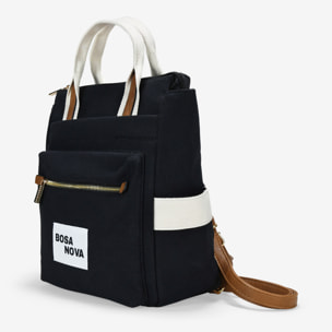 Mochila de canvas negra con bolsillos