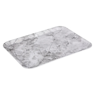 Plateau rectangulaire angulaire 33x43cm effet marbre blanc
