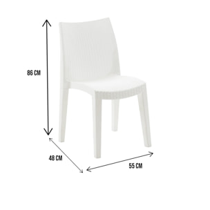 Sedia da esterno Trieste, Seduta da giardino, Sedia per tavolo da pranzo, Poltrona outdoor effetto rattan, 100 % Made in Italy, Cm 48x55h86, Bianco