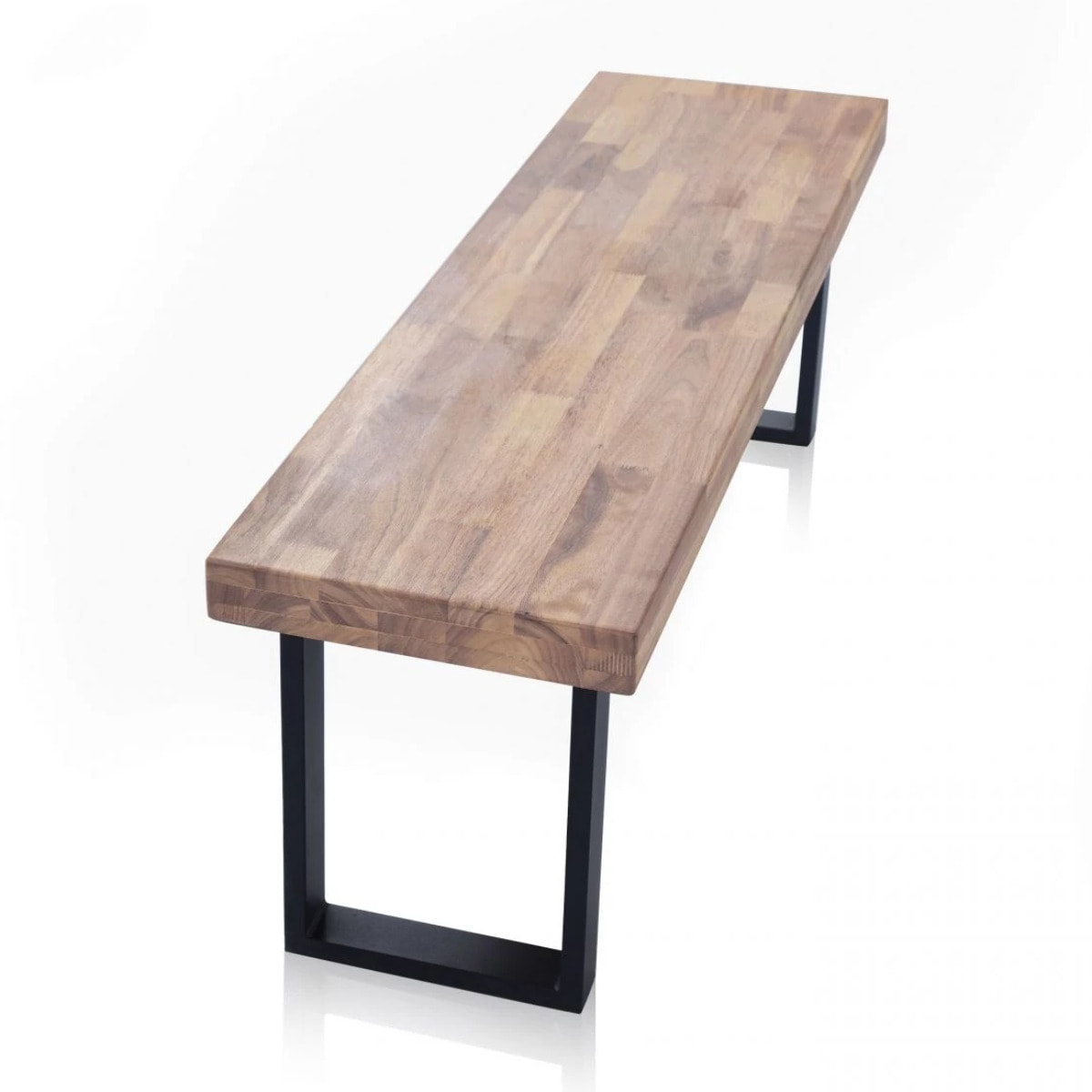 Banco de madera con patas metálicas en negro y roble honey 120x34 cm Loft Roble Honey - Negro
