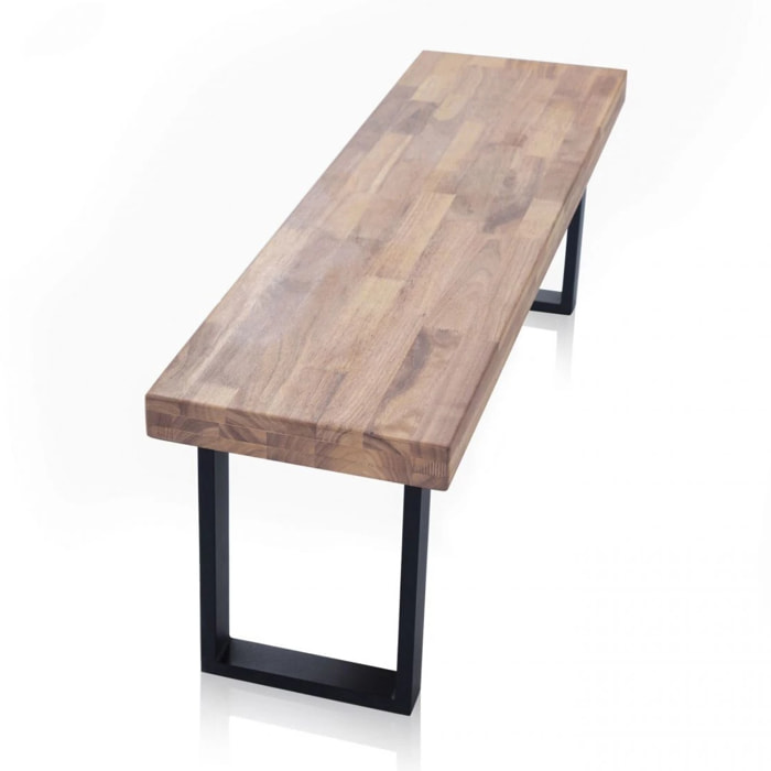 Banco de madera con patas metálicas en negro y roble honey 120x34 cm Loft Roble Honey - Negro