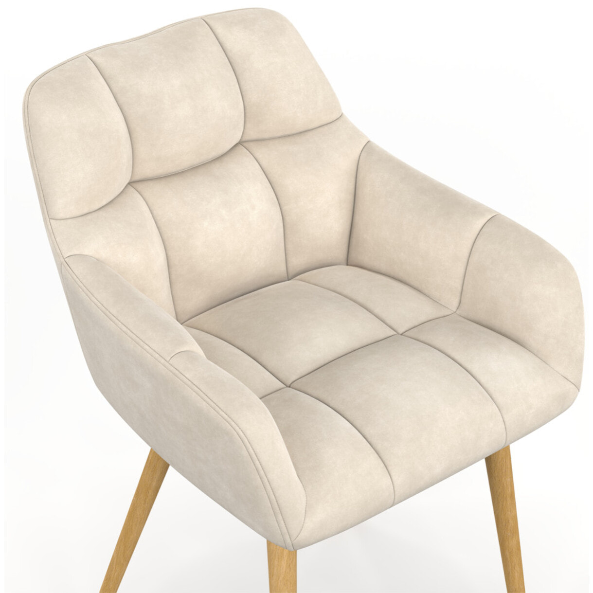Chaises Bubble bouclette crème pieds effet bois - lot de 2