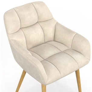 Chaises Bubble bouclette crème pieds effet bois - lot de 2