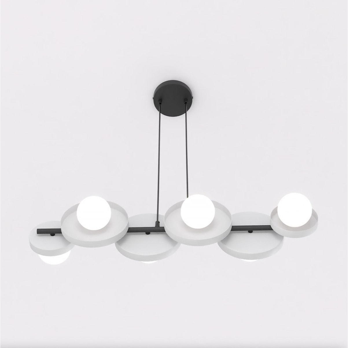 Lampada a sospensione Model in acciaio grigio e vetro
