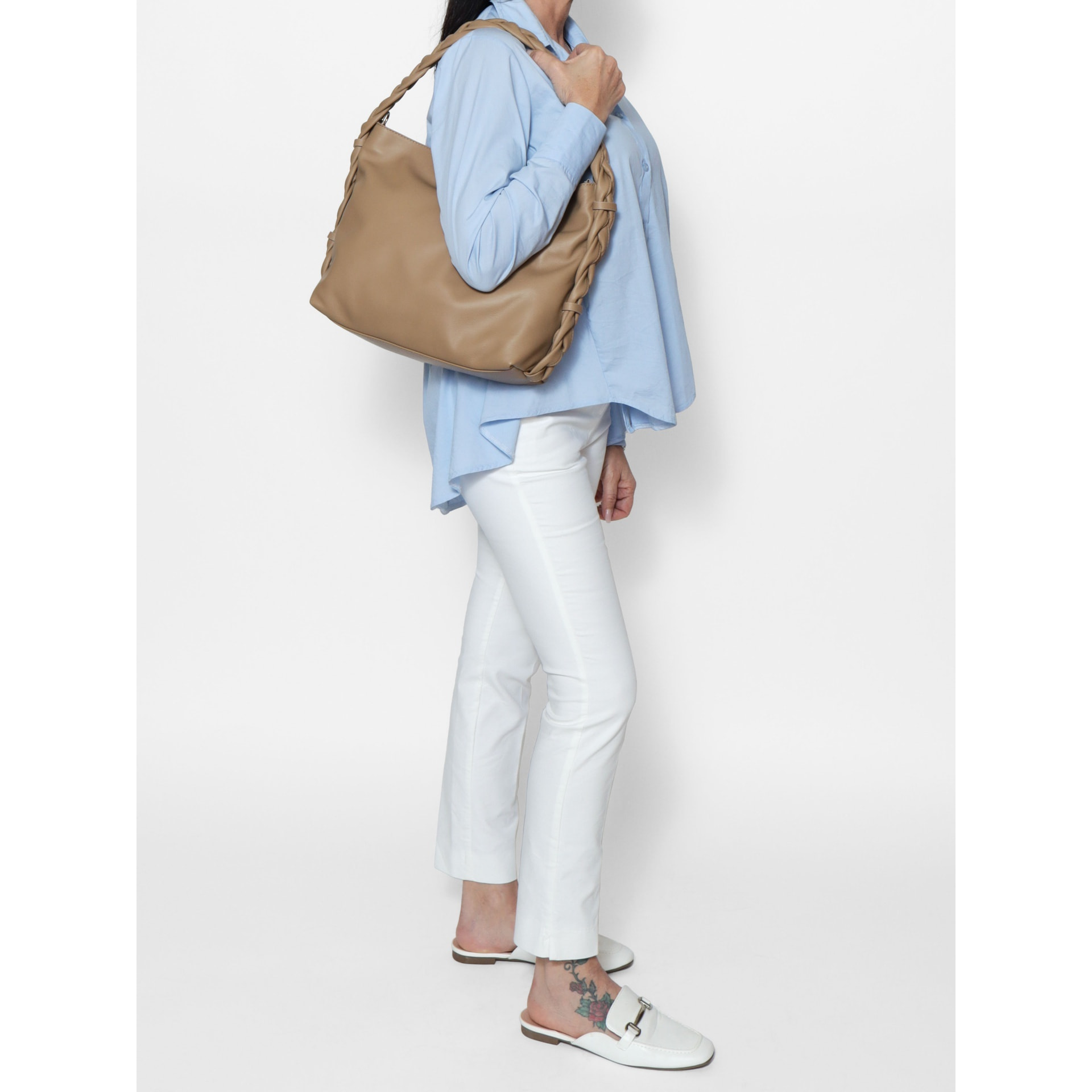 Borsa a spalla da donna - Modello Umbria - Vera pelle - 31.0 x 26.0 x 12.0 cm