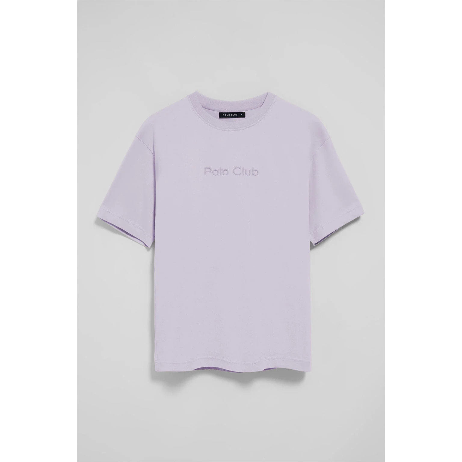 Camiseta color lavanda de manga corta y cuello redondo con logotipo Polo Club