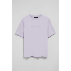 Camiseta color lavanda de manga corta y cuello redondo con logotipo Polo Club