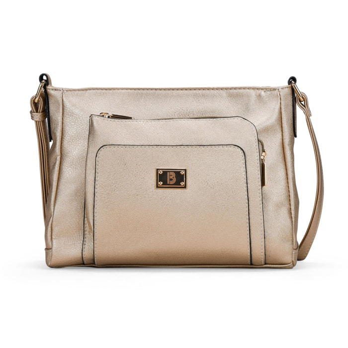Bolso bandolera dorado con bolsillo
