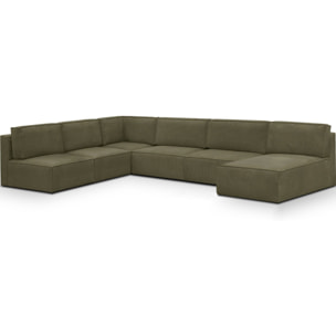 Canapé d'angle droit convertible 9/10 places en velours côtelé - Harper Mod