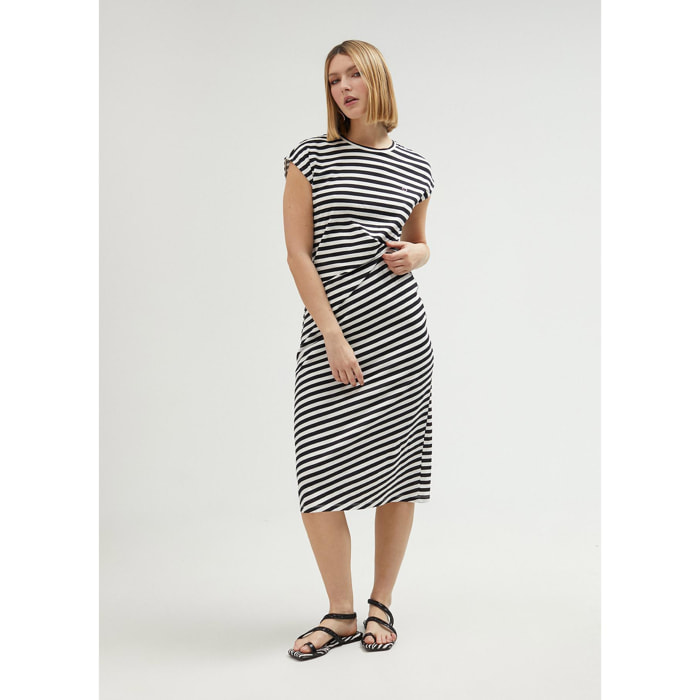 Abito a Righe con Nodo Laterale