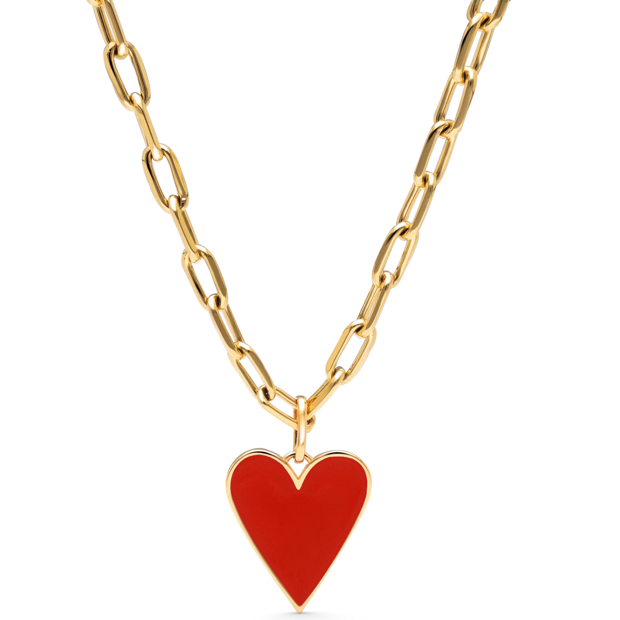 Collar Chic Lovely Heart Red Acero Baño Oro