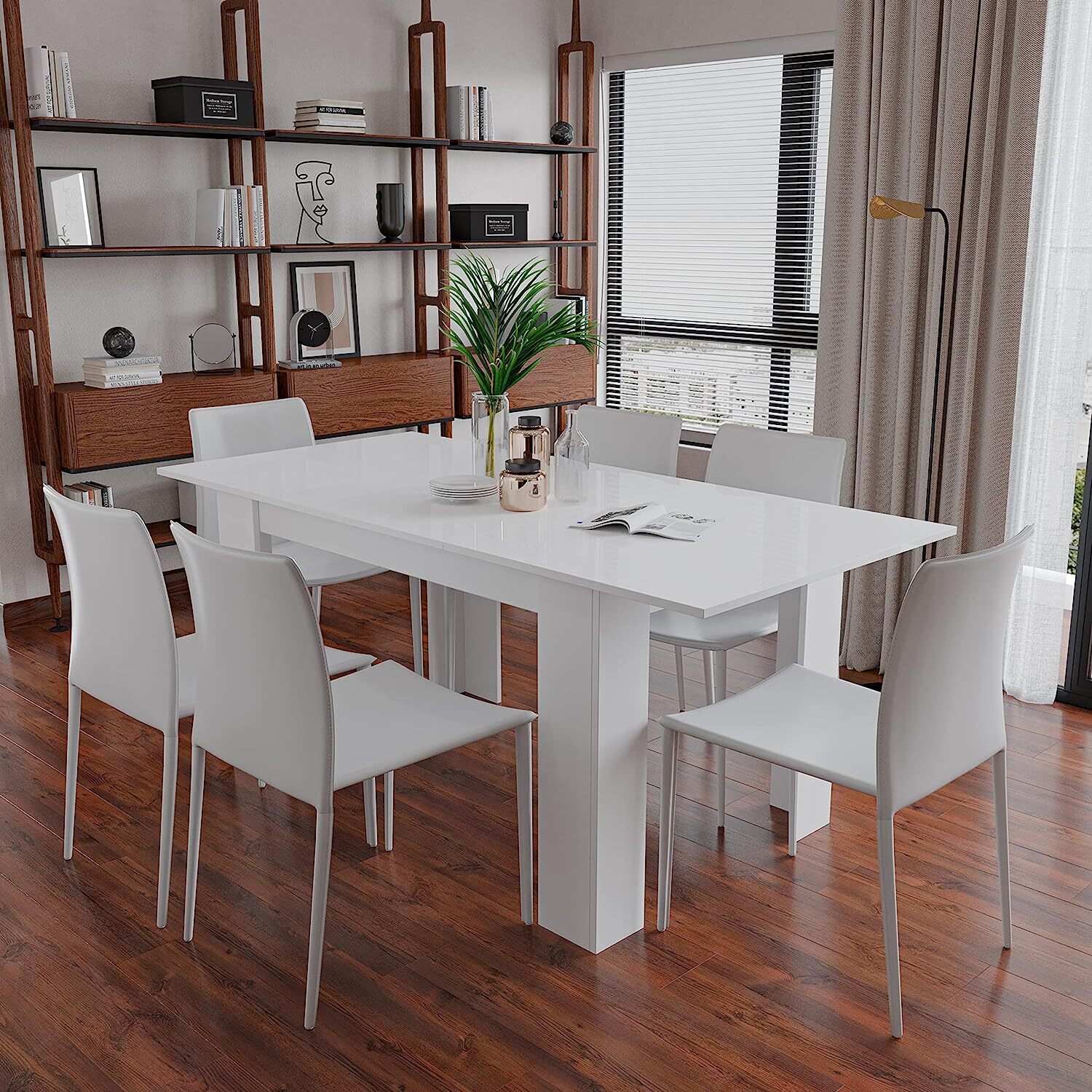 Tavolo da Pranzo Allungabile Estensibile Fino a 190 cm Tavolino Per 6 Persone Salotto Soggiorno Salone Design Moderno 190 x 78 x 90 cm Bianco