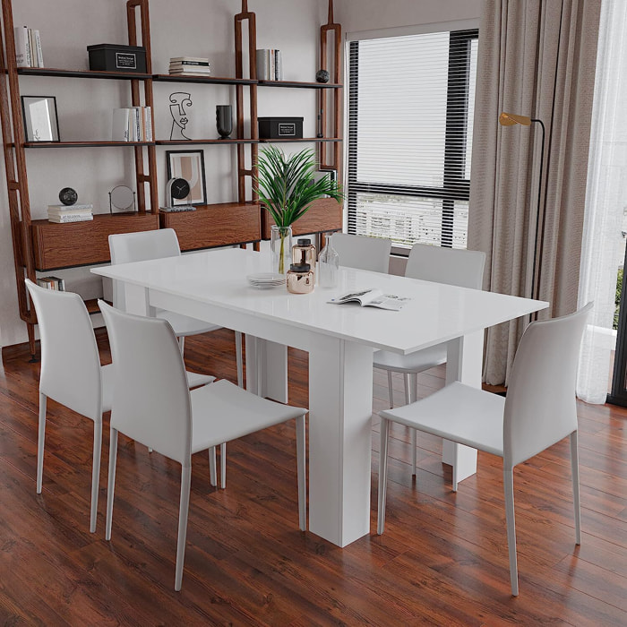 Tavolo da Pranzo Allungabile Estensibile Fino a 190 cm Tavolino Per 6 Persone Salotto Soggiorno Salone Design Moderno 190 x 78 x 90 cm Bianco