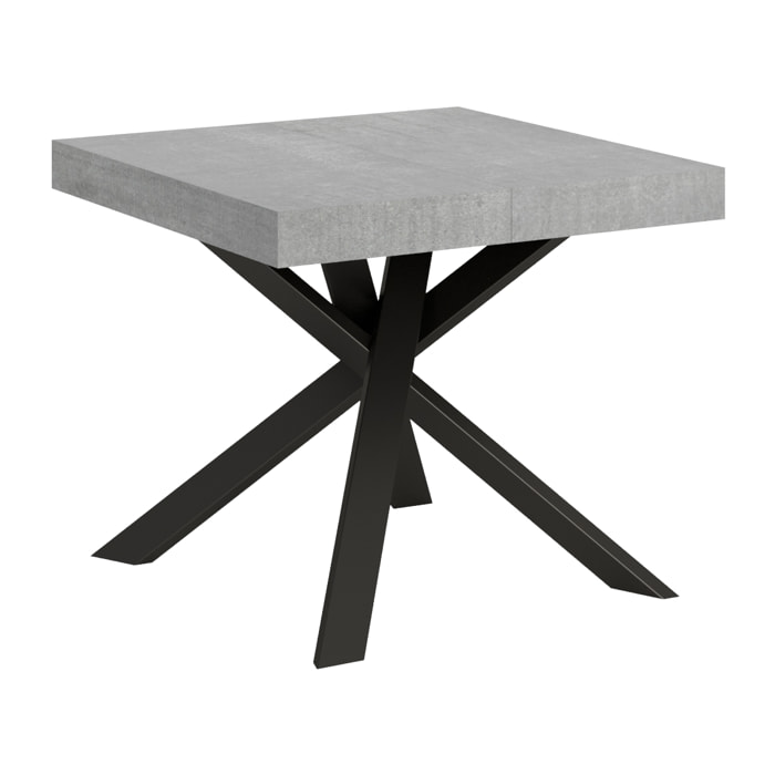 Table Clerk 90x90 extensible jusqu'à 194 Dessus Ciment / Cadre Anthracite