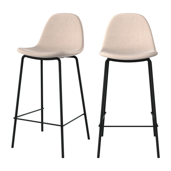 Lot de 2 chaises pour îlot central en tissu beige 65,5 cm - Henrik