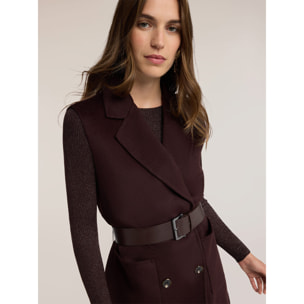 Motivi - Gilet cinturato in double misto lana - Marrone