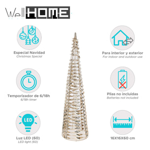 árbol navideño decorativo luminoso con diseño retorcido y 60 micro led h.60cm