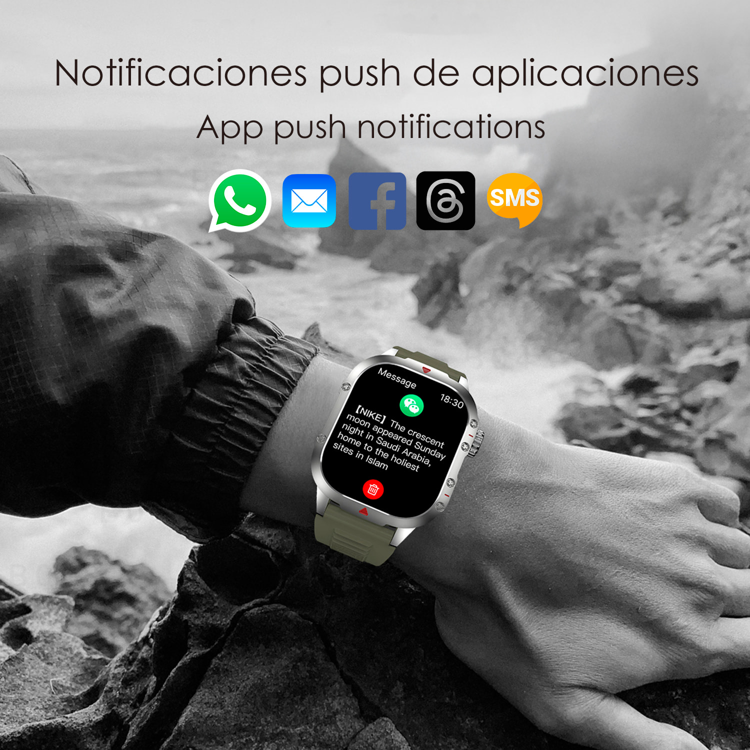 Smartwatch B04 con chiamate BT, notifiche push. Monitor sportivo e di salute. Corona multifunzione.
