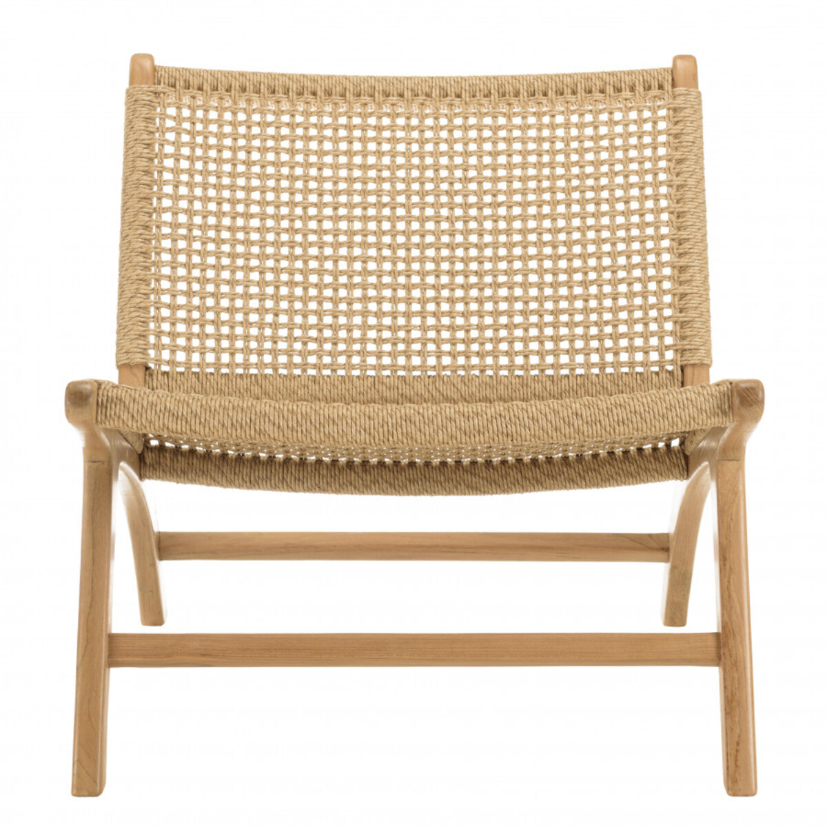 VALERIA - Lot de 2 fauteuils lounge de jardin teck rotin synthétique beige