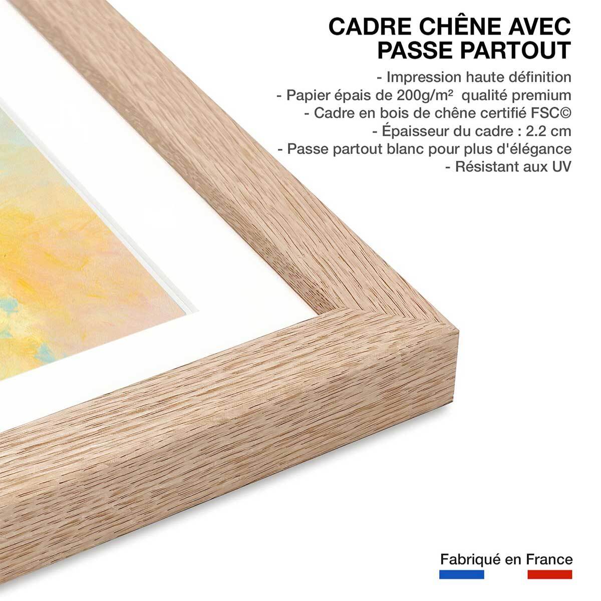 Affiche Soleil de midi sur la vallée Affiche sous cadre bois