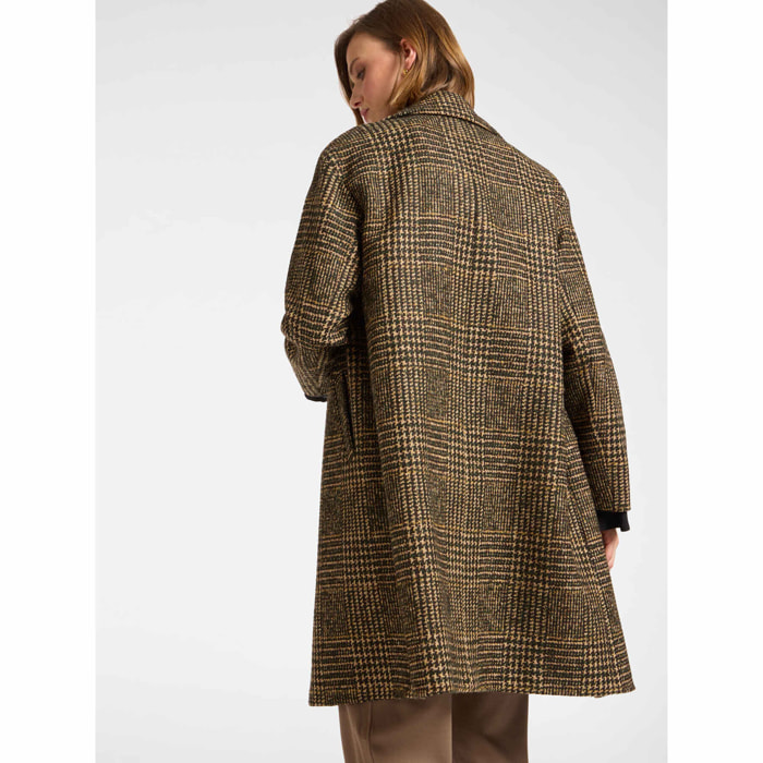 Elena Mirò - Cappotto in Galles con spilla - Marrone