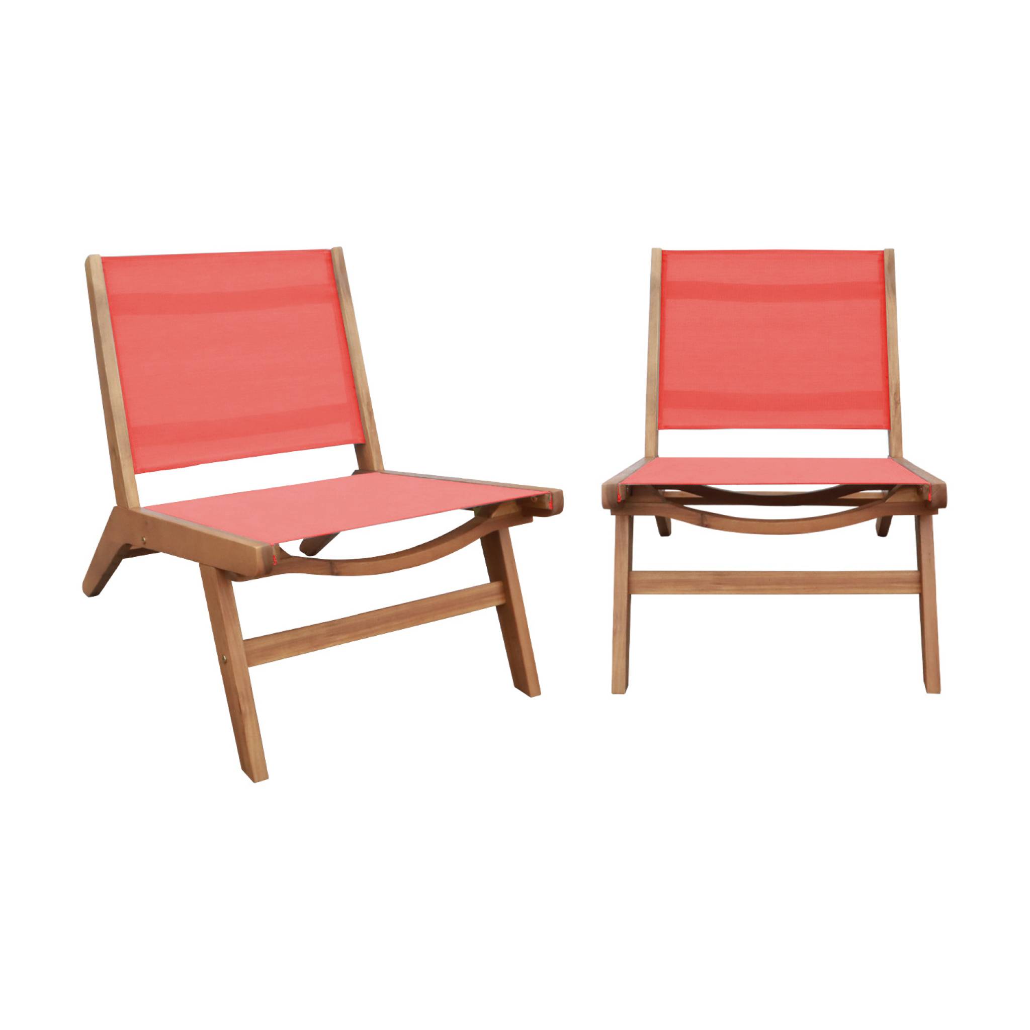 Fauteuil relax bois d'acacia et textilène (lot de 2) MADERA