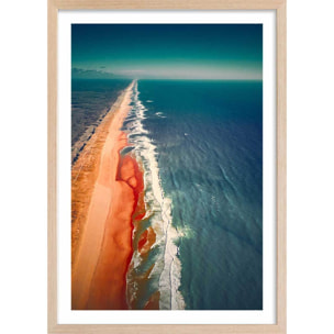 Affiche sentier de plage et banc de sable Affiche + cadre en bois - Chêne