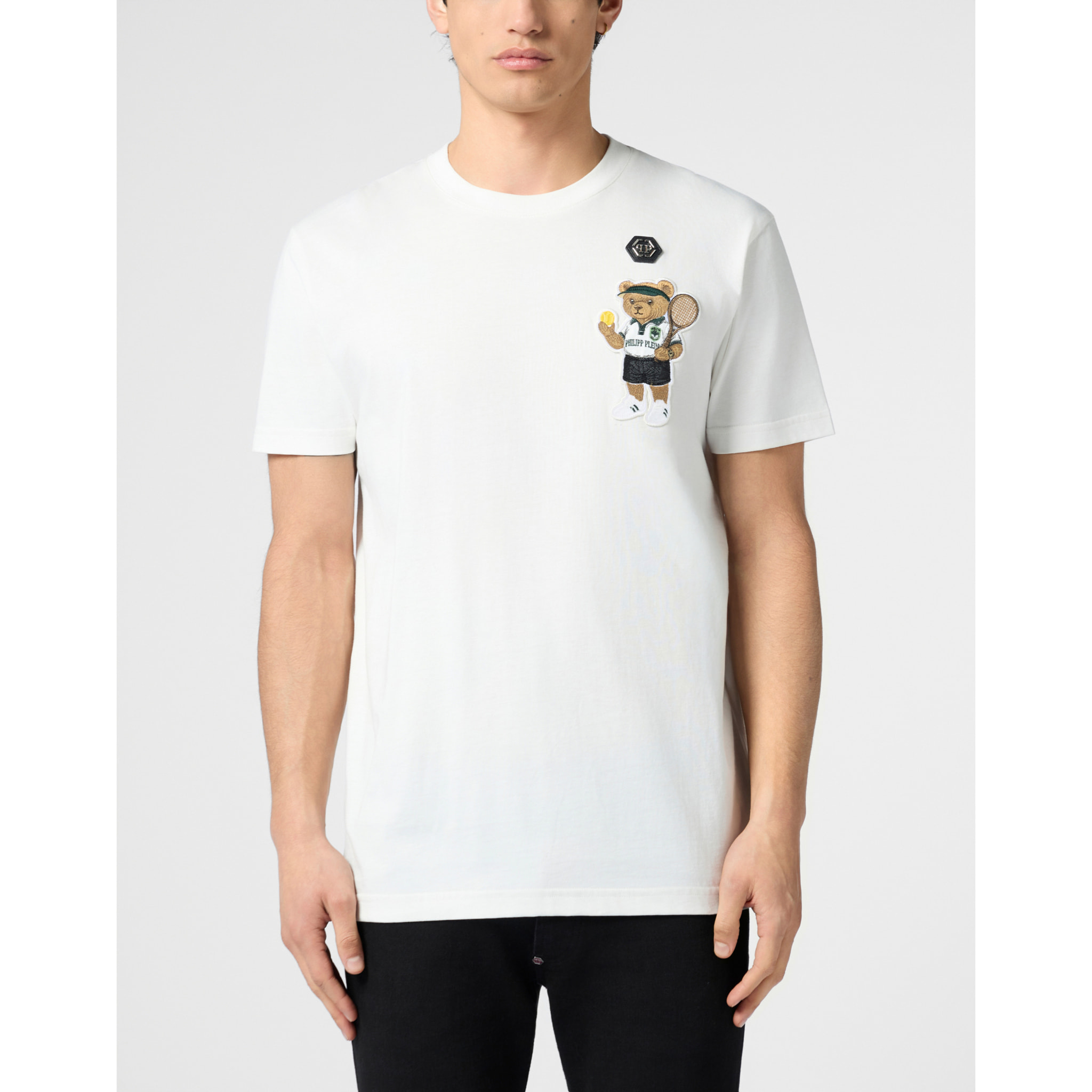 PHILIPP PLEIN Round Neck T-Shirt Teddy Tennis Patch