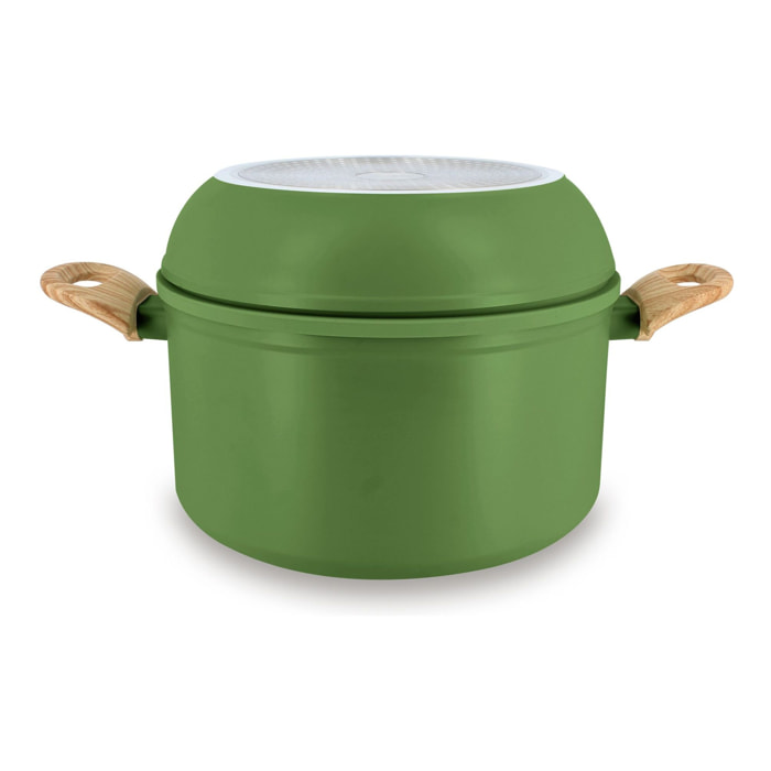 Batterie de cuisine amovible 8 pièces olive en aluminium recyclé COLORAMA