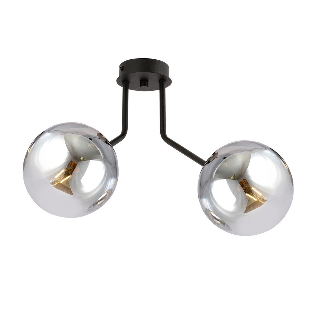 Lampada a sospensione NOVA con sfere in vetro grafite e metallo nero