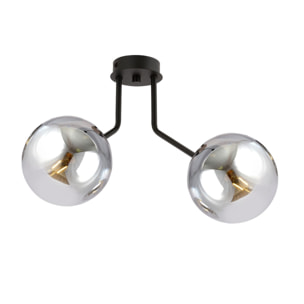 Lampada a sospensione NOVA con sfere in vetro grafite e metallo nero