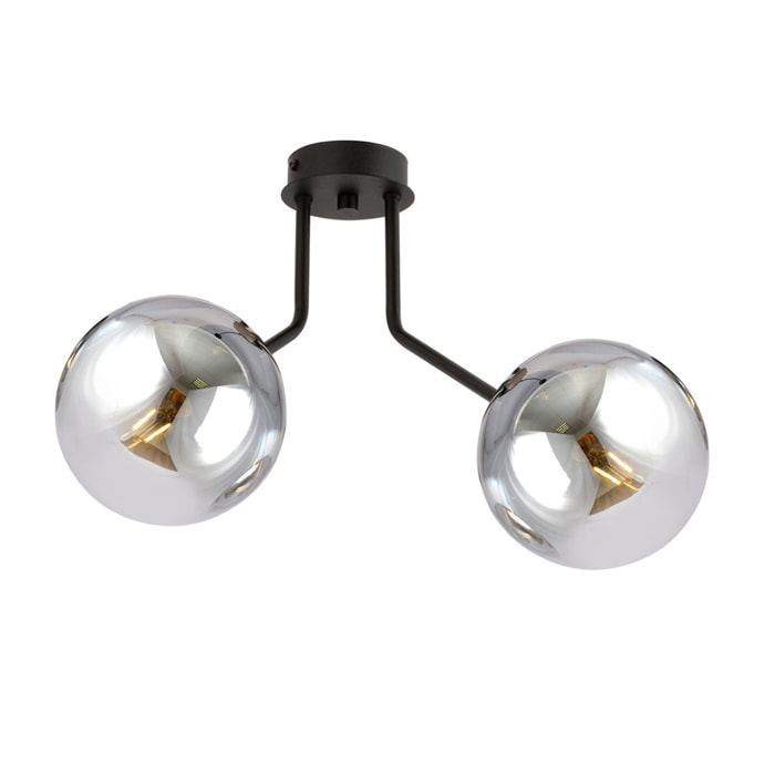 Lampada a sospensione NOVA con sfere in vetro grafite e metallo nero