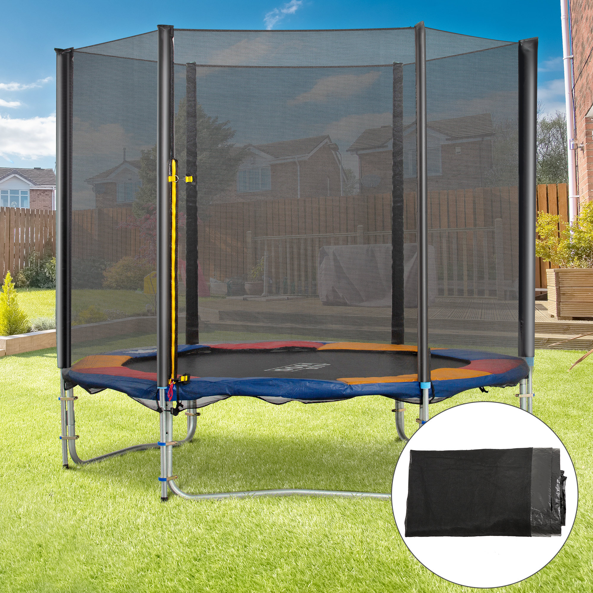 Red de Seguridad Protector para Trampolín PE Ø305x165cm Negro