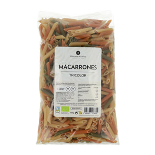 PLANETA HUERTO | Macarrones Tricolor Ecológicos 500 g – Pasta Natural con Espinacas, Tomate y Pimentón – Elaborada con Sémola de Trigo Duro Orgánico