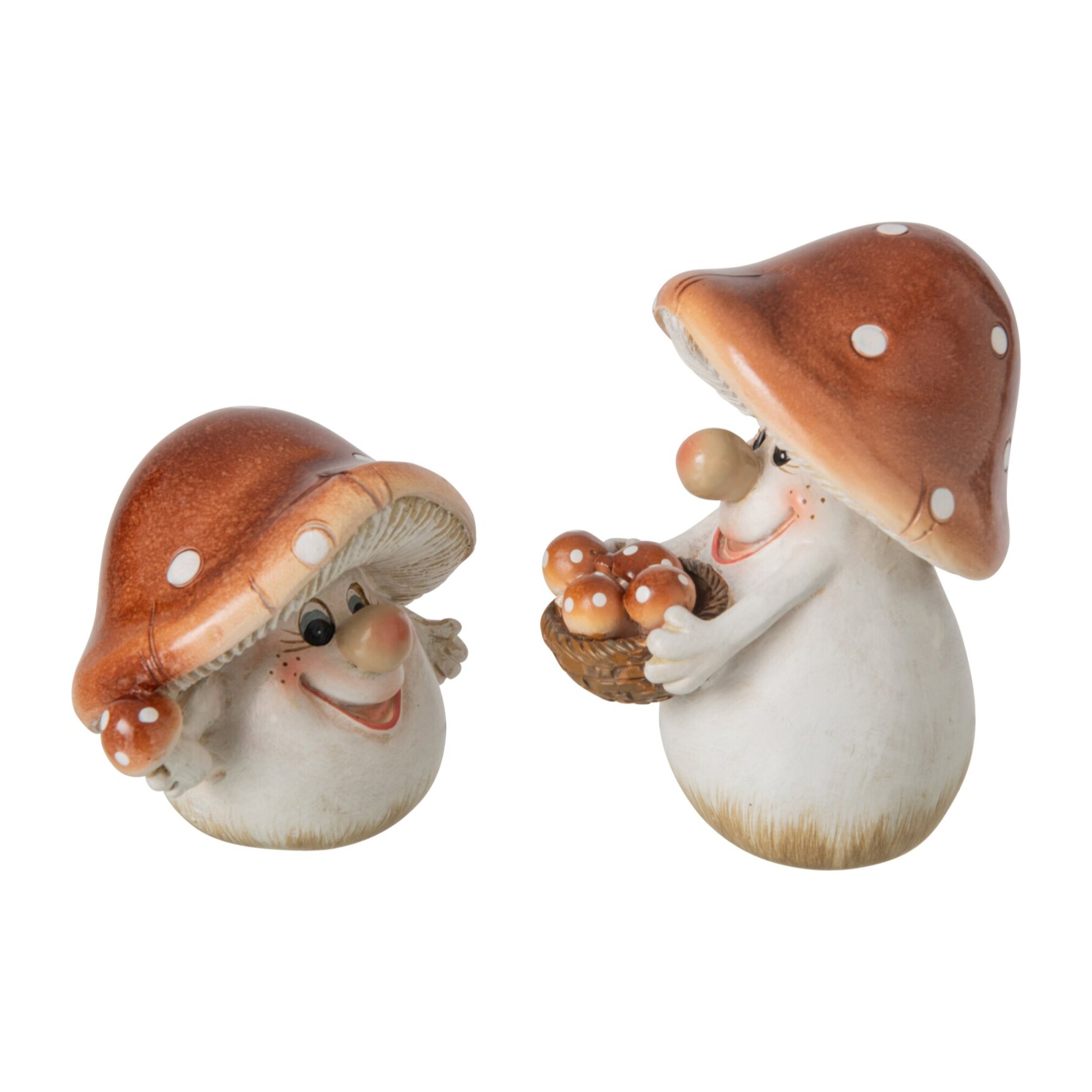 J-Line Champignon - polyrésine - marron/blanc - small - assortiment de 2
