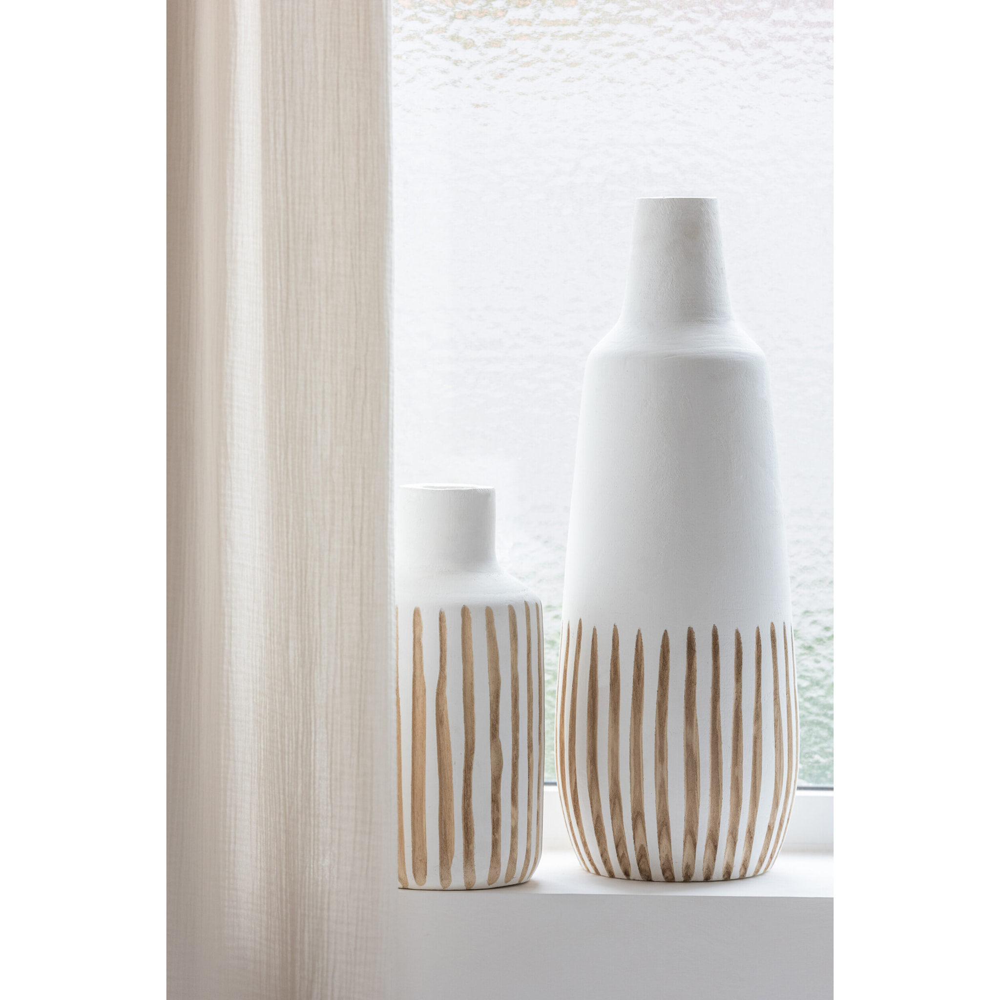 J-Line vase Ying - bois - blanc - large - 56 cm de hauteur
