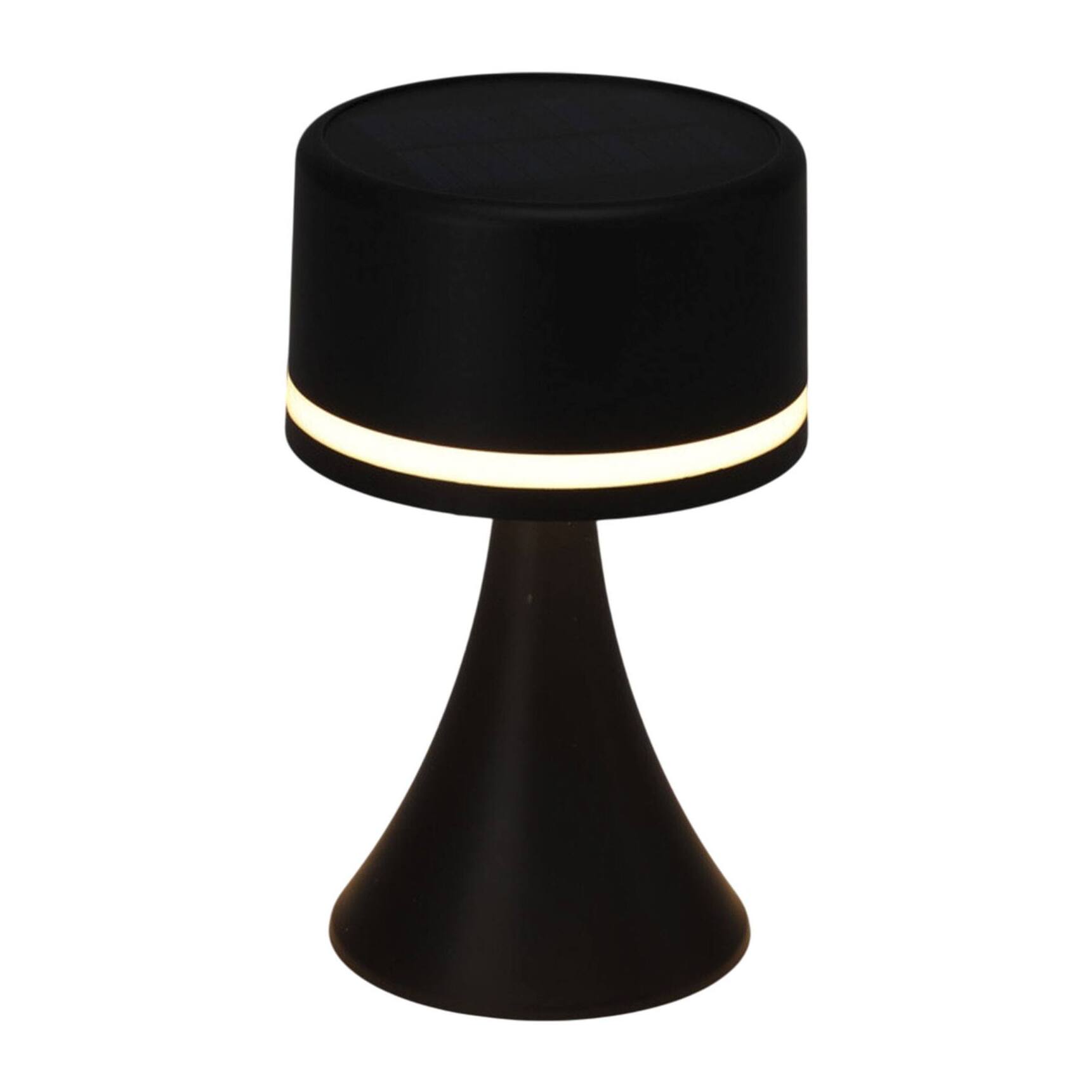 Well Home Lámpara solar de Mesa en color Negro, Recargable con Panel solar y puerto de carga USB