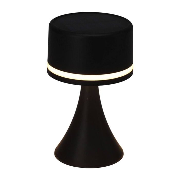 Well Home Lámpara solar de Mesa en color Negro, Recargable con Panel solar y puerto de carga USB