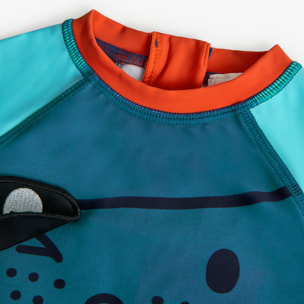 Camiseta de bebé niño estampada, mangas cortas, azul Ã­ndigo