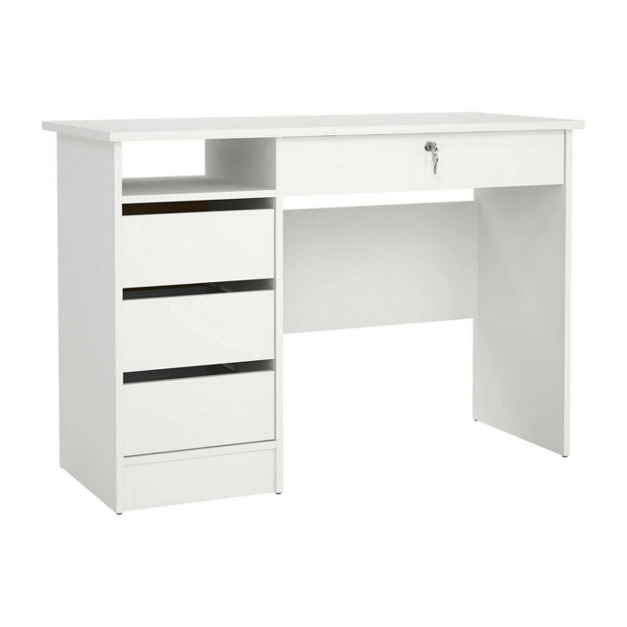 Scrivania Franklin, Scrittoio multiuso, Tavolo per ufficio porta PC, Piano di lavoro, 109x49 h76 cm, Bianco